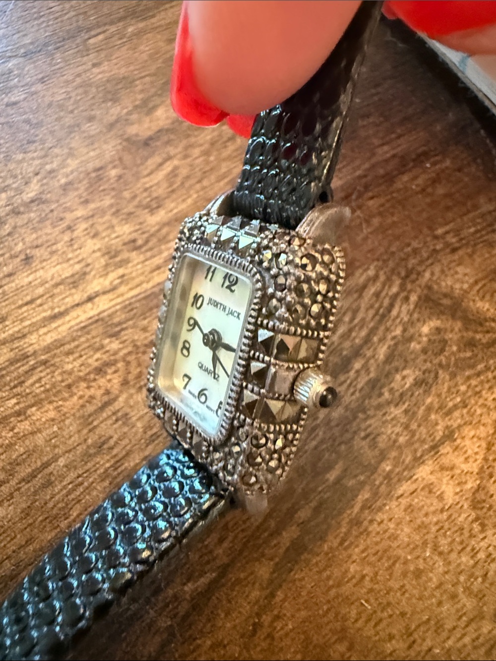Vintage Judith Jack Sterling Silver Marcasite Watch - Picture 4 of 13
